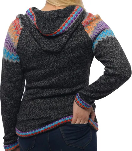 Vista 5 de Gamboa Suéter tipo cárdigan de alpaca genuina para mujer, suéteres de invierno y otoño ligeros