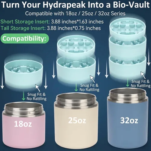 Vista 3 de Frasco de silicona de 0.1 fl oz compatible con frascos de alimentos Hydrapeak, juego de almacenamiento de péptidos para termos de alimentos