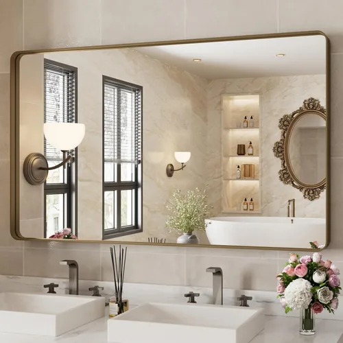 Vista 15 de WEER - Espejo de baño con luces LED, 50x70cm, espejo de tocador montado en la pared, 3 colores regulables, almohadilla antiempañante retroiluminada