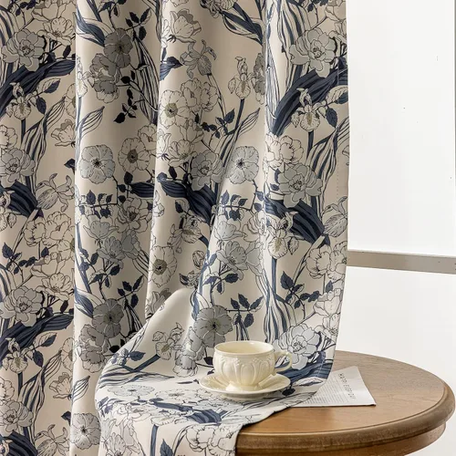Vista 11 de SUOUO - Cortinas opacas vintage de color marrón moca, 2 paneles de 84 pulgadas Watercolor Yellow Botanical Leaf,Farmhouse,Thermal Insulated,Room