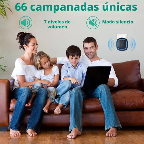 Vista 4 de Kits de timbre inalámbrico con 2 receptores IP66, impermeable, 1000 pies, para profesores de aula, con 66 tonos de llamada, 7 niveles de volumen