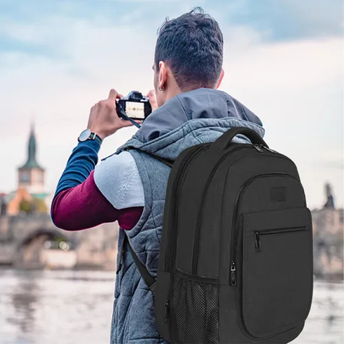 Vista 8 de Mochila para la escuela, mochila universitaria expandible de 15.6 pulgadas para niños y niñas, mochila de viaje antirrobo con puerto de carga USB
