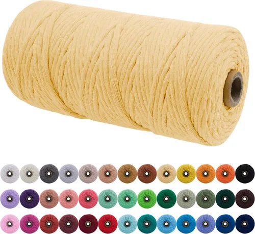 Vista 63 de JeogYong Cordón de macramé de un solo hilo 3 mm x 109 yardas (328 pies) Cuerda de algodón suave Hilo de macramé de 3 mm, suministros de macramé