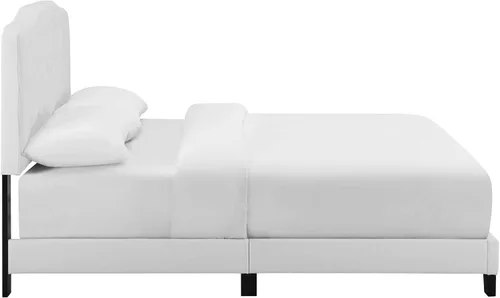Vista 5 de Modway Amelia - Base de cama tapizada de tela capitoné tamaño Queen, color blanco