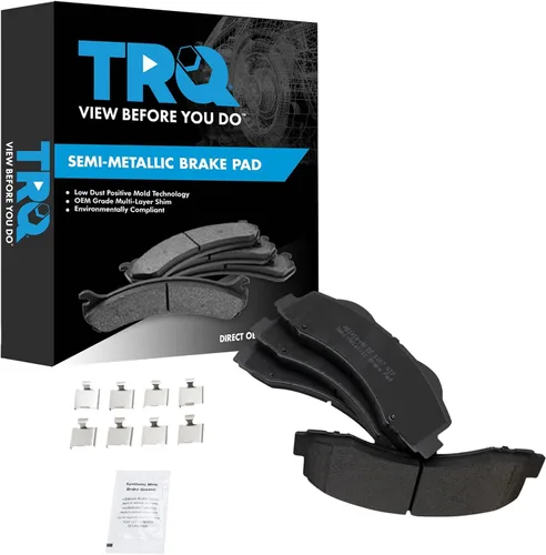 Vista 61 de TRQ Pastillas de freno delanteras semi metálicas compatibles con Ford Expedition 2018-2021 F-150 2018-2020 Lincoln Navigator 2018-2022