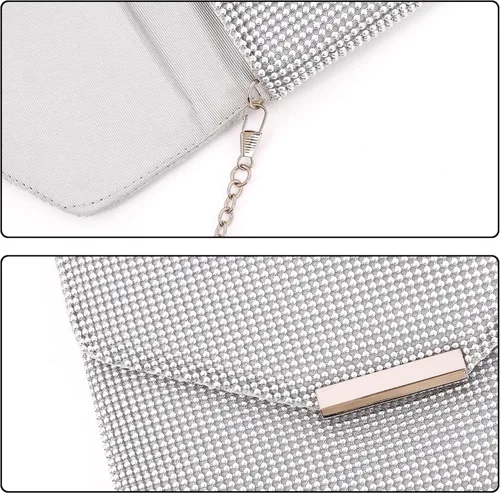 Vista 6 de Naimo Bolso cruzado con diamantes de imitación de cristal brillante bolso de mano de noche de diamante bolso para teléfono celular para fiesta