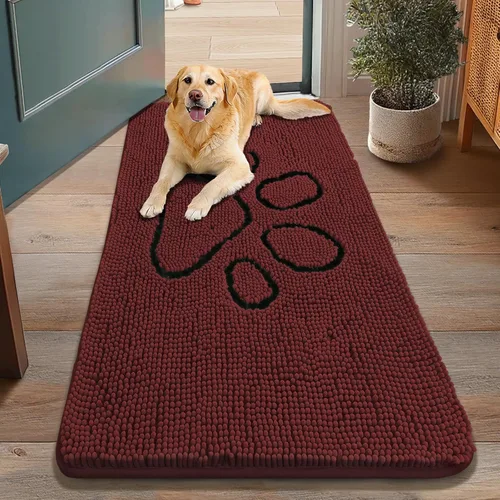 Vista 215 de Smiry Tapete para puerta de perro para patas fangosas, absorbente y Gris y negro