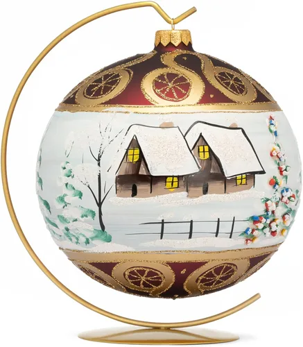 Vista 27 de Adorno de Navidad de Polish Gallery, Explosión Invernal, Bola de Vidrio Soplado (Oro, 6-pulgadas Ø/150mm)