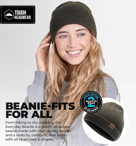 Vista 51 de Tough Headwear Daily Knit Beanie – Gorros para hombre – Sombreros de invierno para hombres y mujeres – Sombreros de punto cálidos para clima frío