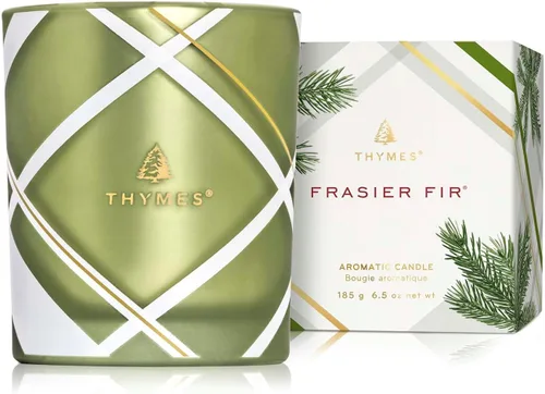 Vista 9 de Thymes - Vela votiva con aroma a abeto Frasier, diseño a cuadros esmerilados, 2 onzas