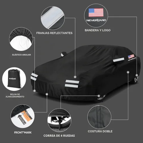Vista 6 de NEVERLAND Funda impermeable para automóvil para todo tipo de clima, se