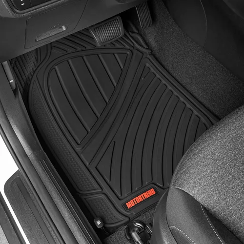 Vista 4 de Motor Trend FlexTough Performance - Alfombrillas de Goma para Auto de Todo Clima con Revestimiento de Carga – Juego Completo de Alfombrillas