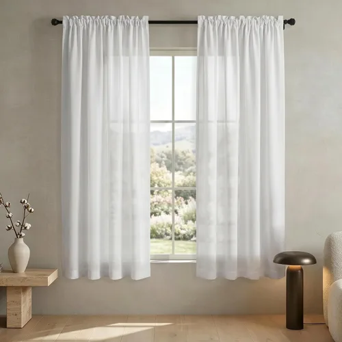 Vista 45 de Mrs.Naturall - Cortinas transparentes con bolsillo para barra de 36x63 pulgadas de lino mezclado negro