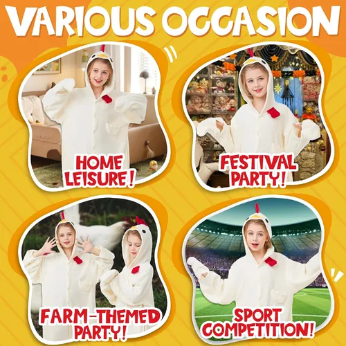 Vista 4 de Chicken Onesie kids Halloween Costumes Christmas Anime Cosplay Animal One Piece Pajamas 4-12 Years Girls Boys