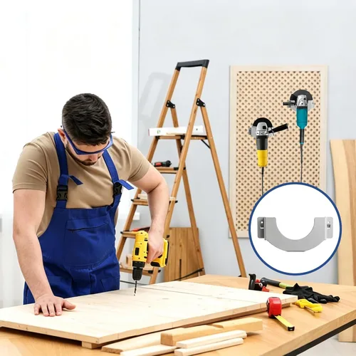 Vista 8 de Paquete de 2 herramientas para amoladora angular, soporte de montaje en pared, amoladoras, máquina de corte en rack (170 x 70 x 30)