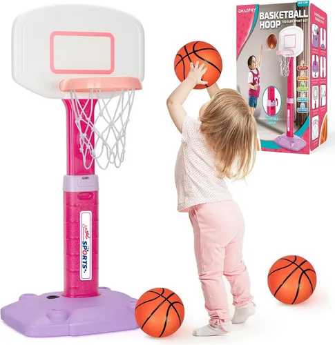 Vista 8 de Aro de Baloncesto para Niños Pequeños de Interior para Edades 1-3, Aros de Baloncesto Ajustables para Niños, Mini Aro de Baloncesto con 3 Pelotas
