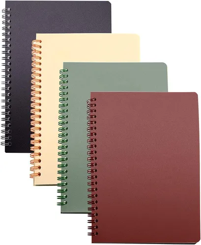 Vista 9 de Yansanido Cuaderno de espiral, 4 unidades de papel cuadriculado de plástico grueso A5, 4 colores, 80 hojas, 160 páginas para estudio y notas