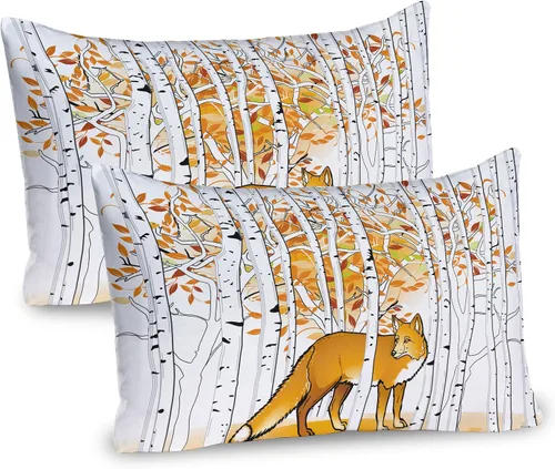 Vista 43 de Ambesonne Juego de 2 fundas de almohada navideñas, diseño de estrellas de Navidad y copos de nieve, letras retro, ropa de cama de microfibra