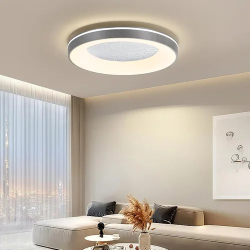 Vista 17 de Lámpara de techo LED moderna, anillo negro empotrado, lámpara de techo con control remoto, lámpara de techo acrílica para dormitorio, pasillo, isla
