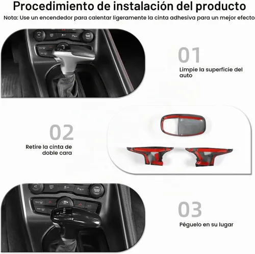 Vista 5 de CheroCar Funda para perilla de palanca de cambios Dodge Accesorios internos para Dodge Challenger Charger 2015-2022, para Dodge Durango 2018-2022