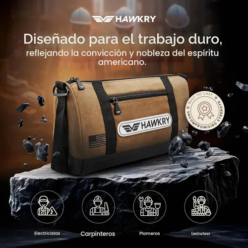 Vista 8 de HAWKRY Bolsa de herramientas de lona resistente - Bolsa de lona impermeable con cremallera, bolsa de herramientas de jardín, bolsas de construcción