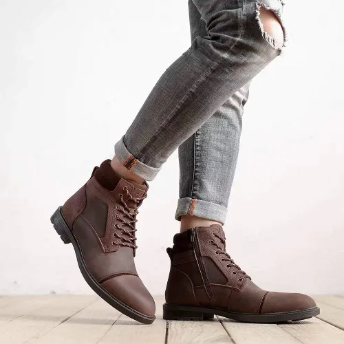Vista 7 de Botas Chelsea para hombre, elegantes y cómodas, de cuero, con cremallera