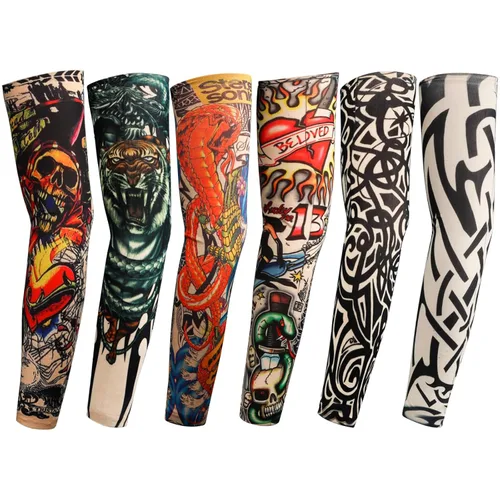 Vista 14 de Yariew, 6 Mangas de Tatúes Temporales, Conjunto de 6 Mangas de Tatúes de Arte Temporal, Falso, Despegable, Color 1, 1 Manga de tatuaje para mujer