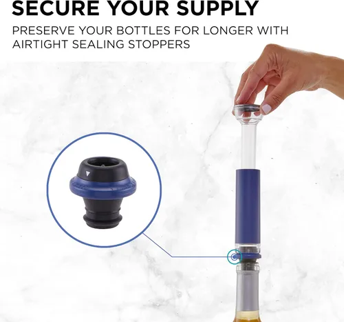 Vista 5 de Ivation Juego de regalo de vino todo en uno – Incluye abridor eléctrico de botellas, dispensador aireador, bomba preservadora, 2 tapones de corcho