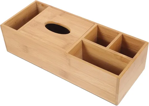 Vista 3 de EXCEART Caja de almacenamiento de bambú, organizador de almacenamiento de gafas para ojos, soporte para gafas, soporte para bolígrafo, organizador