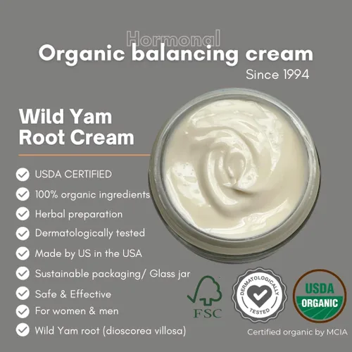 Vista 4 de Crema de Raíz de Yam Silvestre Indian Meadow Herbals (2oz) - Crema Equilibrante Certificada USDA Orgánica para Alivio del Síndrome Premenstrual