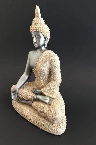 Vista 5 de OMA Estatua de Buda reclinable de resina de arenisca para decoración del hogar de la marca Peace and Luck (Meditación)