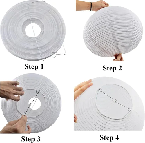 Vista 8 de Faroles de papel, 2 linternas chinas redondas grandes de 16 pulgadas, lámpara colgante plegable, lámpara colgante de papel para el hogar