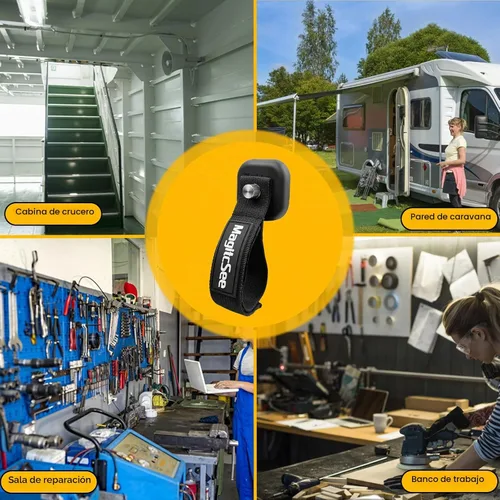 Vista 7 de Paquete de 2 correas de gancho magnético resistentes para cables de extensión, potentes ganchos de almacenamiento Cruise Garage para colgar cables