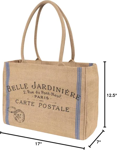 Vista 10 de Bolsa de mano de yute KAF Home para el mercado con asas, Talla única