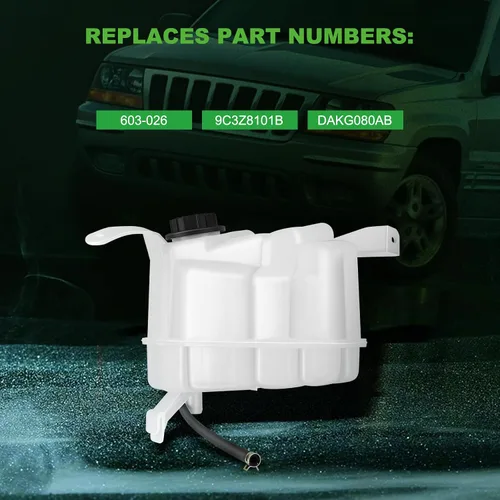 Vista 3 de Depósito de refrigerante con tapa, tanque de desbordamiento de radiador de plástico reemplazar 603-026 compatible con 2002-2003 para Lobo 4door 4.6L