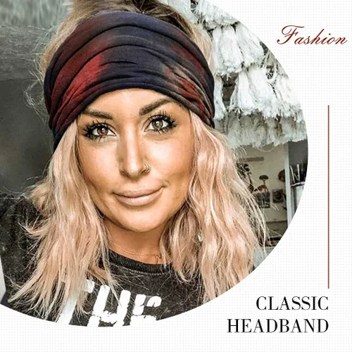 Vista 4 de GORTIN Diademas anchas bohemias para mujer, teñido anudado, banda gruesa antideslizante para el cabello, accesorios para el cabello, paquete de 3