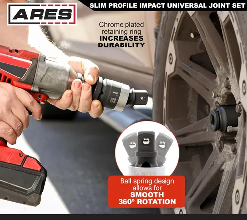 Vista 4 de ARES 2061002 Junta universal de impacto delgado de 1 pulgada, giro de 360° Impact rated U-joint features slim profile for enhanced access
