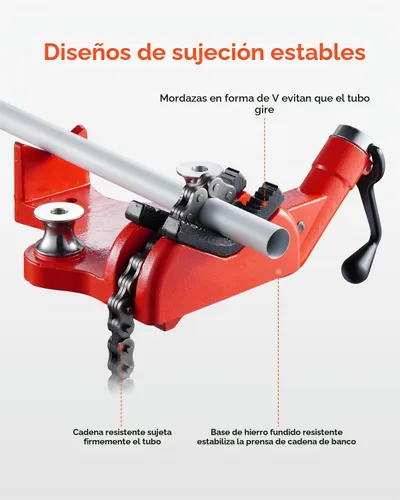 Vista 3 de VEVOR Mordaza de cadena de tubo resistente, capacidad de tubo de 1/2" a 8", cadena robusta de 34.6" y base de hierro fundido, sujeción de tubo