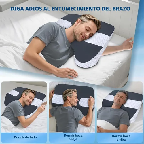 Vista 6 de Almohada para dormir lateral con orificios para los brazos, sistema de Gris