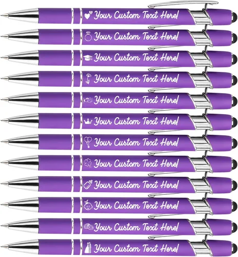 Vista 33 de Amlion Bolígrafos personalizados a granel, bolígrafos personalizados con lápiz capacitivo con nombre, mensaje y logotipo grabado, regalo