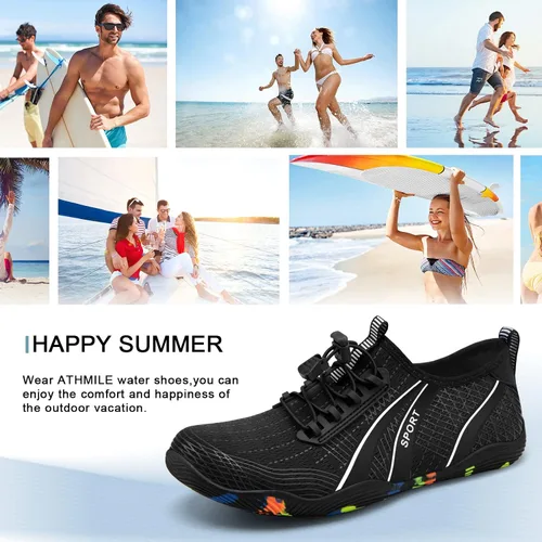 Vista 6 de ATHMILE Zapatos de agua para hombres y mujeres, zapatos de río para adultos, natación, playa, lago, piscina, calcetines acuáticos, de secado rápido