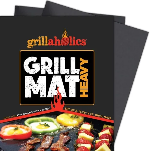 Vista 6 de Grillaholics Paquete pesado de cepillo de parrilla de latón Essentials + alfombrilla antiadherente para parrilla