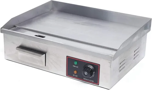 Vista 6 de Plancha eléctrica de encimera plana, parrilla comercial de acero inoxidable con control de temperatura ajustable, parrilla de restaurante