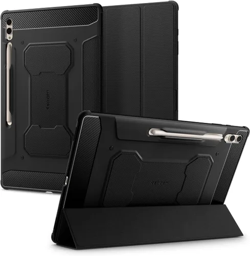 Vista 13 de Spigen Funda Rugged Armor para Galaxy Tab S8 (2022) / Tab S7 (2020) con soporte para bolígrafo S integrado, color negro