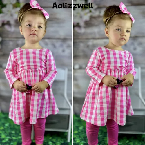 Vista 2 de Traje de túnica floral para niñas pequeñas para otoño e invierno