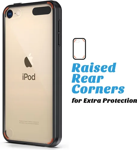 Vista 8 de Funda ULAK para iPod Touch 6ta generación, funda para iPod 5, transparente, suave, de TPU flexible, plástico rígido que absorbe golpes, Negro