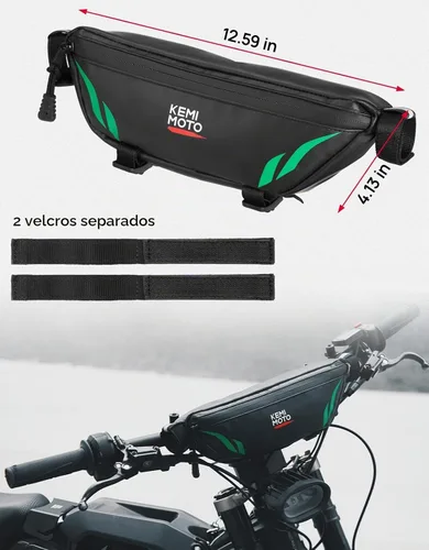 Vista 8 de KEMIMOTO Bolsa de manillar de motocross impermeable 1.5L compatible con Verde