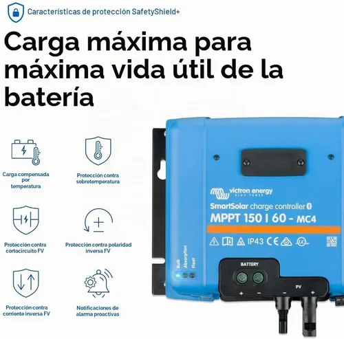Vista 7 de Controlador de carga solar Victron Energy SmartSolar MPPT MC4 compatible (Bluetooth) - Controladores de carga para paneles solares - 150V, 60