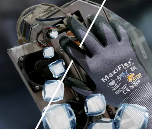 Vista 3 de MaxiFlex 34-874 Ultimate - Guantes de trabajo de nitrilo con microespuma de nylon - Negro gris - Tamaños - 12 pares (Docena)