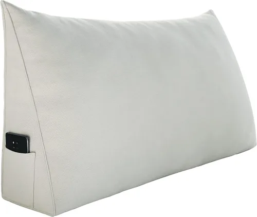 Vista 15 de Johnear Almohada triangular para cabecero, almohada de cuña de algodón y lino, almohada grande para respaldo de lectura para sofá y cama, soporte